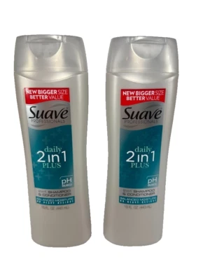 2X Suave Professionals Daily 2-In-1 Plus Shampoo & Conditioner 15 Fl. Oz. New - Image 1 of 2