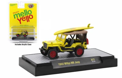  M2 Machines 1:64 Mello Yello 1944 WILLYS MB JEEP With Surfboard  52500-A17-P8 - Image 1 of 4