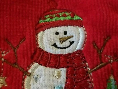 Jingle & Joy набор из 2 красный наконечник полотенца Рождественский снеговик вышитый, подарок, новый  - Изображение 1 из 4