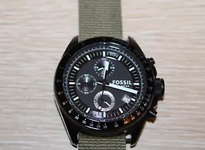 Orologio Cronografo FOSSIL Uomo CH-2601 'Decker' Nero con Cinturino Nato Verde Oliva - Foto 1 di 9