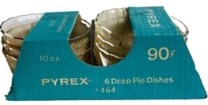 NEW IN BOX VINTAGE PYREX 6 DEEP PIE DISHES 10 oz #464 USA (s) - Picture 1 of 1
