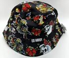 Ed Hardy Bucket Black Hat All Over Print Dragon Skull Limited Edition Ax10625h