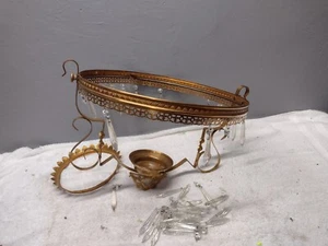 Antique Victorian Hanging Parlor Oil Lamp Frame 14" Chandelier Brass Frame - Picture 1 of 14