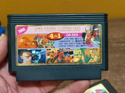 Famicom NES Game 1995 GB-569 4in1 Contra 6,Terminator 2,Lion King 2,Chip&Dale 3 - Image 1 of 4