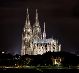 Catedral Colonia Alemania en la noche luces iglesia foto póster impresión artística - Imagen 1 de 1