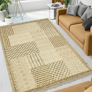 Handmade Cotton Carpet Kitchen Brown Kilim Living Room Area Rugs Garden Yoga Mat