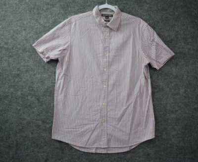 Camisa Michael Kors Mediana Calce Clásico Rosa Azul Rayas Seersucker Abotonada Hombres Foto 1 de 4