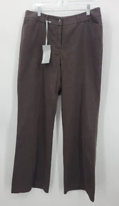 Chicos Pants Womens Large 2 Brown Modern Flat Front Cotton Stretch Straight Leg - Picture 1 of 8