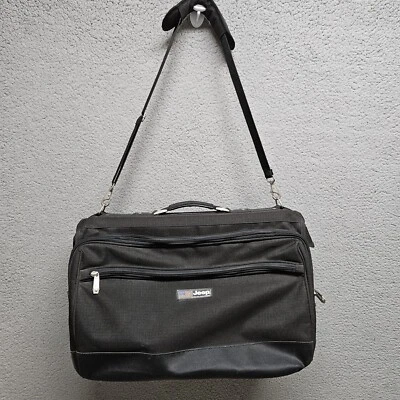 Jeep Suit Garment Bag Travel Luggage Rugged Black Canvas Black Bi-Fold Carry-On  - Image 1 of 4