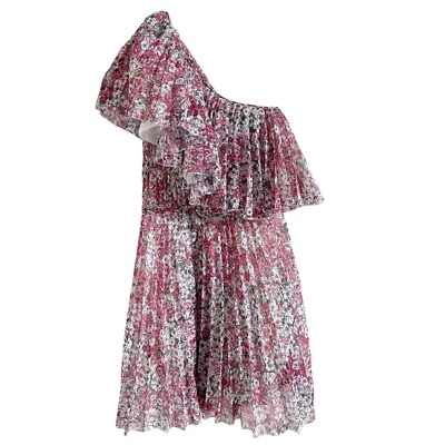 Giambattista Valli H&M Ruffled One Shoulder Dress Size 4 Floral Designer Pleated - Image 1 of 4