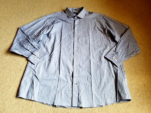 Mens Shirt-TOMMY HILFIGER-blue/white check 100% cotton "Big"  ls-18-34/35