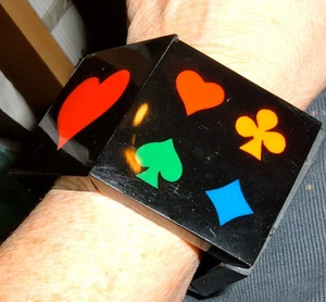 Bangle playing cards bridge canasta Huge suits bracelet stretch Marion Godart - Picture 1 of 4