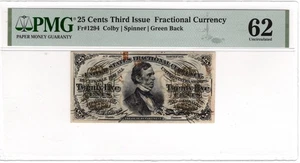 25c 3rd Issue Colby Spinner Fractional Currency Fr#1294 PMG Choice Unc 62 - Picture 1 of 4