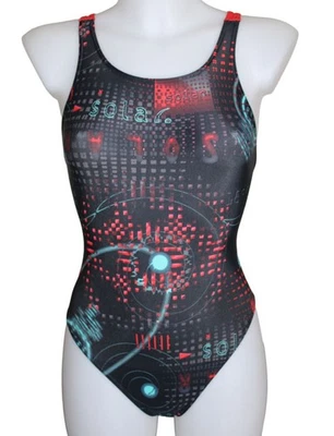 BADEANZUG SCHWIMMANZUG SOLAR BUNT SCHWARZ TÜRKIS MUSTER Gr. 38 NEU - Bild 1 von 3