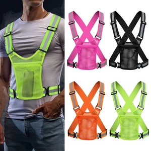 Safety Vest Adjustable Reflective Belt Stripe Night Running Jogging Bike Top # - Picture 1 of 23