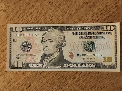 2013 $10 "STAR NOTE" NEW YORK DISTRICT MB00308315* 3 OF 3 CON SER NUMBERS - Image 1 of 4