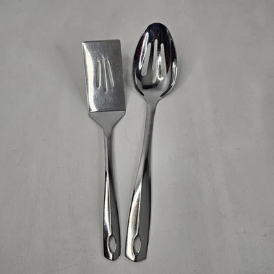 Oneida Stainless Steel Cooking Utensil 2 Large Spatula Pierced Spoon Serving - Image 1 of 4