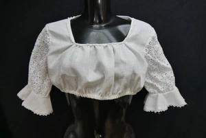 Gr.42 Dirndlbluse weiß Bluse für Dirndl Baumwollmischung Spitze B11424 - Bild 1 von 4