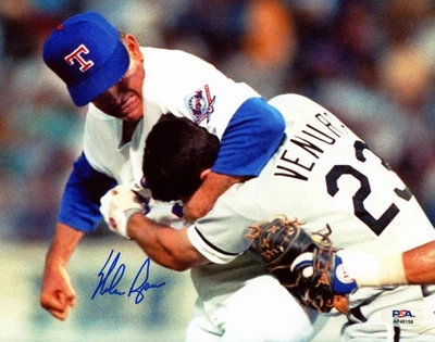 Nolan Ryan Signed 8x10 Photo Texas Rangers Fight vs. Robin Ventura PSA/DNA - Image 1 of 2