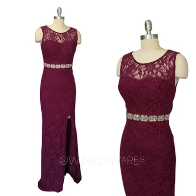 Vintage Prom Dress Formal Gown Size 7 S City Triangles Lace 90s Y2K Embellished - Image 1 of 4