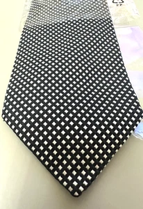 New! Thomas Pink black with white diamond pattern woven silk tie - Picture 1 of 8