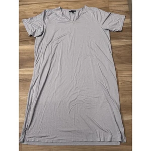 Vestido midi tejido manga corta cuello en V gris púrpura Eileen Fisher talla L/G x2 - Imagen 1 de 7