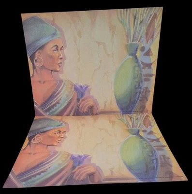 Vintage Cardstock  Paper  Print  Lot -  11" X 8 1/2" - Woman & Vase 10 Pcs  - Image 1 of 3