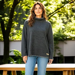 Dakini Fleecepullover Pullover M Damen dunkelgrau weich kuschelig Peitschenstich Rollkragen - Bild 1 von 20