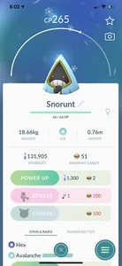 Shiny Snorunt Female Pokemon Go Already Registered In Pokedex - Picture 1 of 1