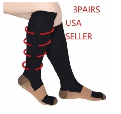 Compression Socks Stockings Womens Mens Knee High Medical 20-30 mmHG S/M-X/XL - Image 1 of 4