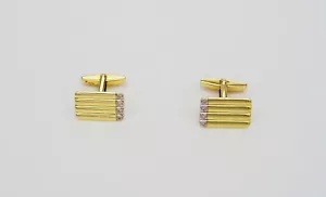 Manschettenknöpfe in 14 Kt/585 Gelbgold mit Brillanten! - Bild 1 von 7