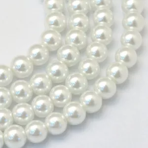70x White Glass Pearlized Pearl Round Loose Spacer Bead for DIY Jewelry Making - Picture 1 of 4