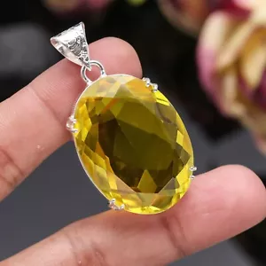 Gelb Citrin Edelstein Anhänger 925 Sterlingsilber Handarbeit Schmuck als Geschenk - Bild 1 von 6
