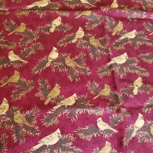Vintage Sewing Fabric Moda Christmas Cardinal Season Birds 1/2ydx45" Cotton - Picture 1 of 5