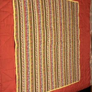 Hand Quilted Panel Of Colorful Striped Children’s Fabric, Crib Size 43x34” - Picture 1 of 5