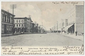 Postal vintage de North Yakima, Washington 1907 - Main Street - Imagen 1 de 2