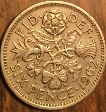 1962 UK GB GREAT BRITAIN SIXPENCE COIN