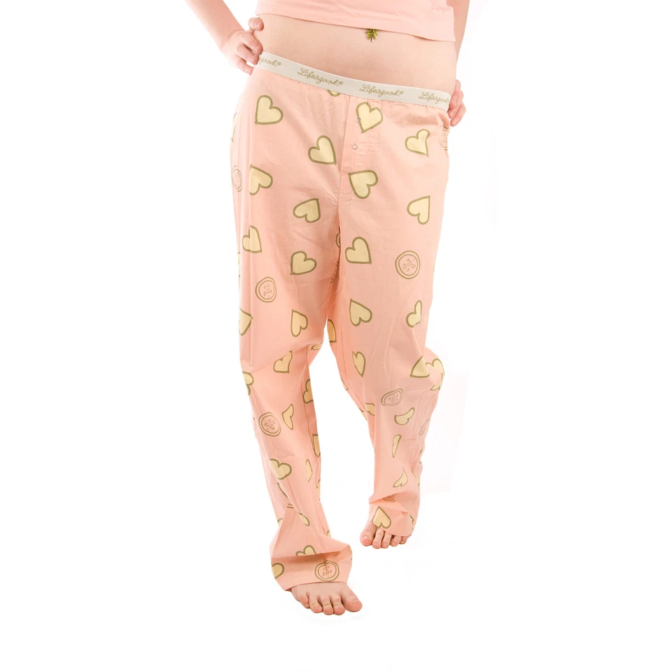 Calça lounge Life is Good Bloom rosa corações pijama roupa de dormir PJs nova com etiquetas - Imagem 1 de 1