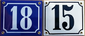 schabloniertes Email Emaille Hausnummer Schild 14x12cm - Bild 1 von 1