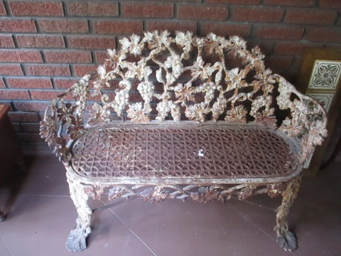 Antique Cast Iron Settee Grape & Leaves Pattern 30" Tall 40" Wide Victorian Cover