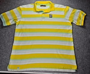 Yellow Coogi Yellow White Stripe Men's Polo Shirt Size XXXL - Picture 1 of 9