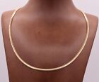 3mm Italian Reversible Omega Chain Necklace 14K Yellow Gold-Plated Silver 925 