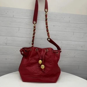 Bolso de Hombro Chanel Matelasse Cadena Piel de Cordero Rojo Auténtico Usado de Japón - - Imagen 1 de 20