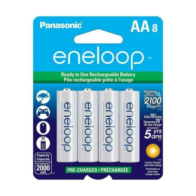 Panasonic BK-3MCCA8BA eneloop AA 2000mAh Ni-MH Batteries (8 Count)