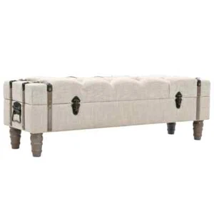 NNEVL Storage Bench Solid Wood and Steel 111x34x37 cm - Picture 1 of 10
