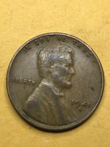 US Münzen 1941-S Lincoln Cent Original Patina - Bild 1 von 2