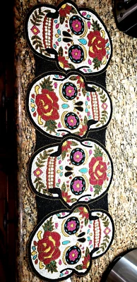 CYNTHIA ROWLEY DAY OF THE DEAD Beaded Sugar Skulls Centerpiece TABLERUNNER NWT - Image 1 of 4