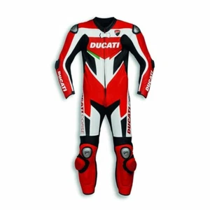 Ducati Street Racing Men Motorcycle CE Armour Leather Motorbike Ride Jacket Suit - Foto 1 di 3