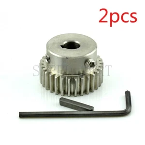 2 piezas 1 módulo engranaje de espolón de acero inoxidable 28 dientes orificio 14 mm engranaje de motor con llave de 5 mm - Imagen 1 de 5