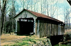 Postcard Fallsburg Licking County Ohio Johny Little Covered Bridge Wakatomica Ck - Picture 1 of 2